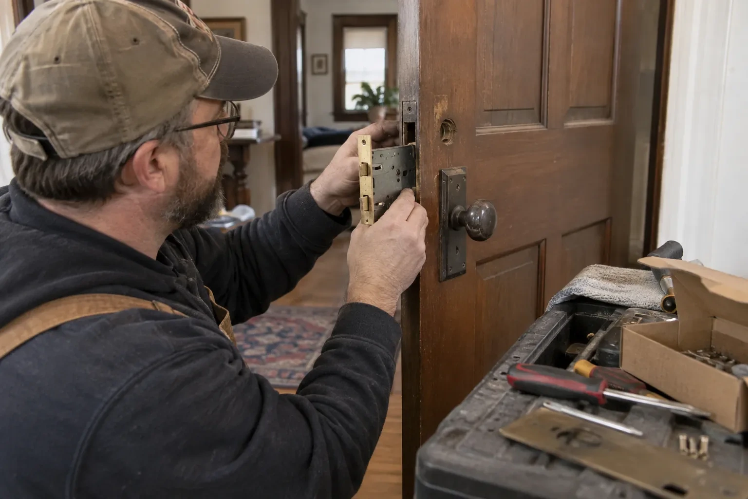 Illustrative locksmith scene; not an actual job